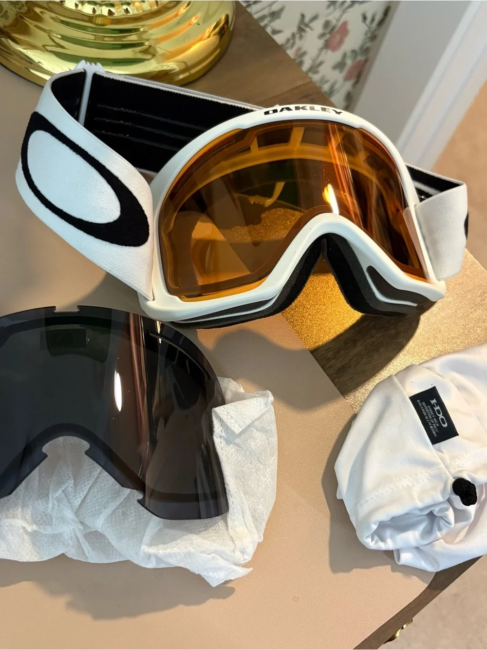 Oakley White Goggles with Amber Lens